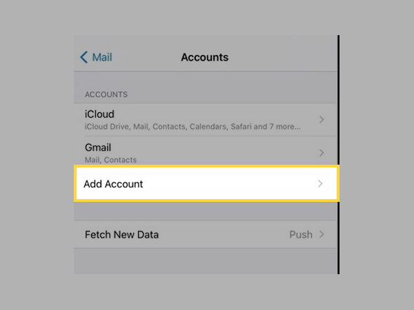 Select the Add Account option.
