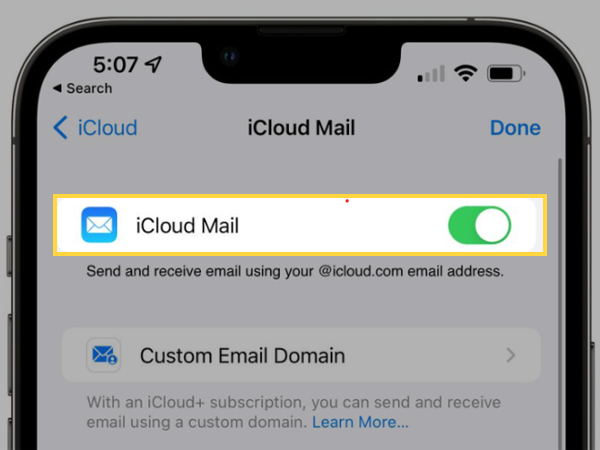 iCloud mail should be enabled