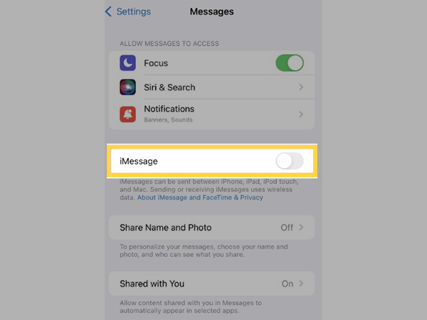 Turn off and back on iMessage toggle.