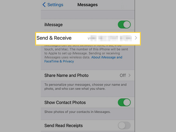 Tap on Send and Receive option.