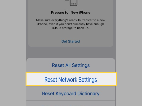 Tap on Reset Network Settings.