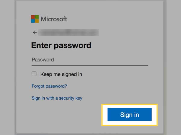 Enter Password and click Sign in