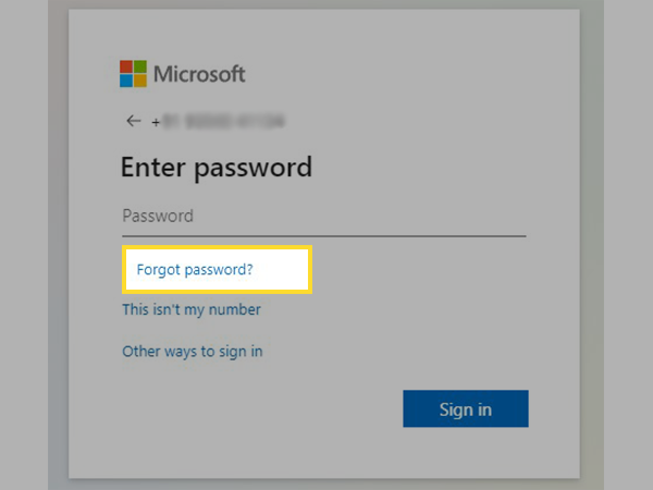 Click on Forgot Password link