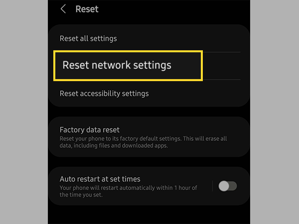 Select Reset Network Settings