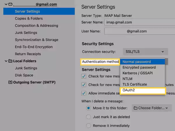 Select OAuth2 under Authentication Method.