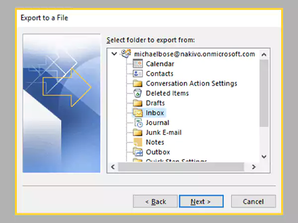 Outlook inbox import PST