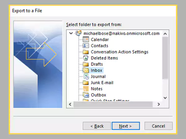 Outlook export to a file