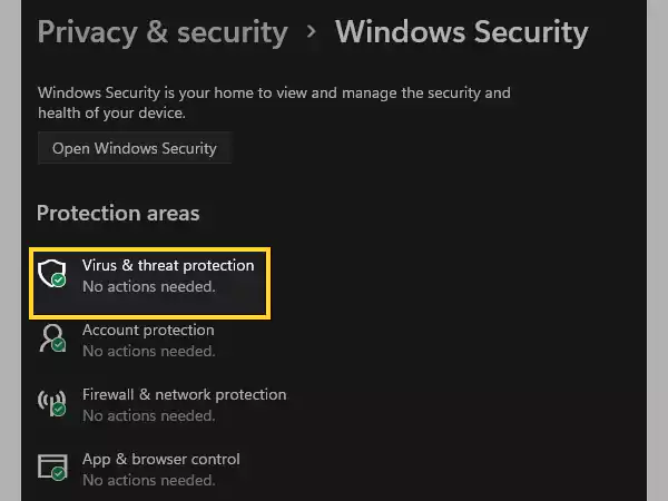 Click on Virus and threat protection.