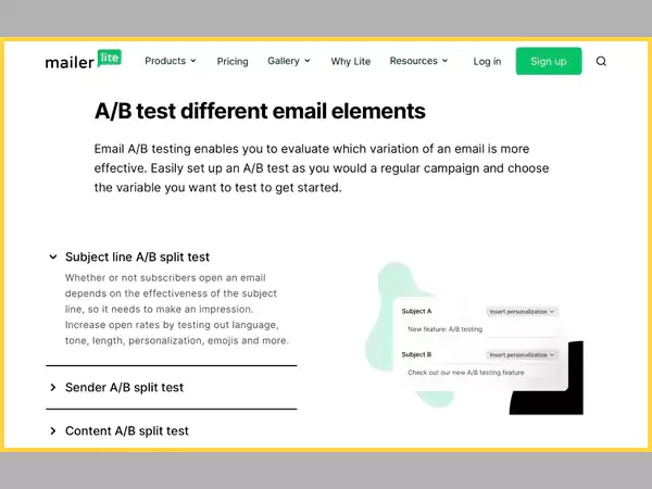 A/B Testing Tool Page