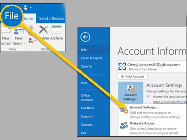 Click File and select Account Settings.