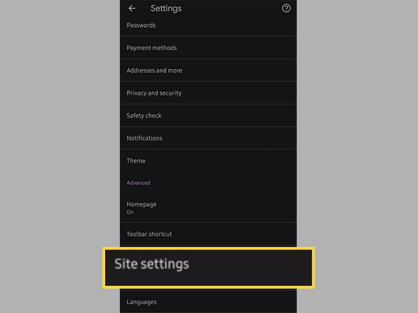 Click on Site Settings