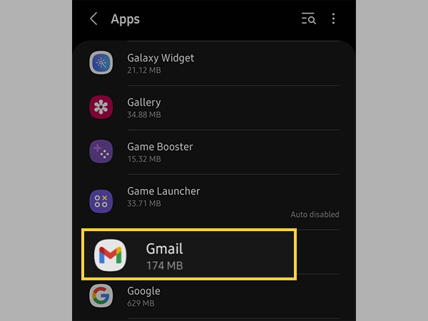 Select Gmail.