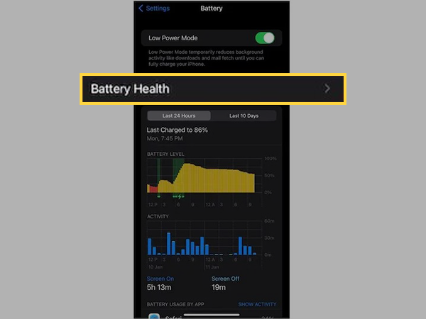 Tap on Battery Health