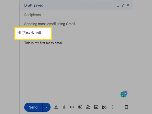 Compose your email and use placeholder