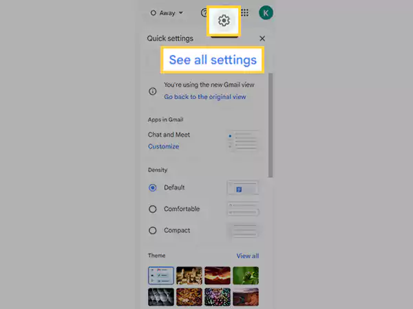 Click on settings icon and select See all settings
