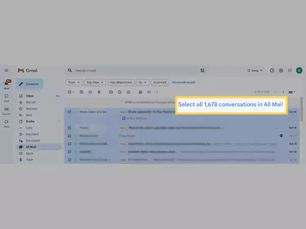 Click on the Select All Conversations option