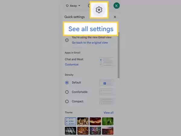 Click on the settings icon and select See all settings