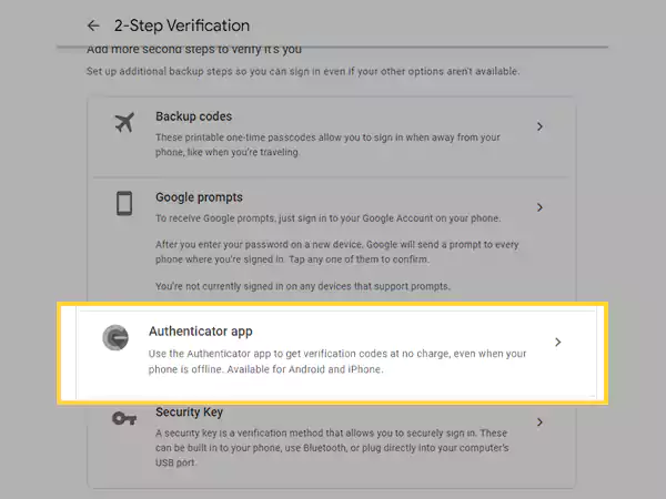 Select Authenticator App