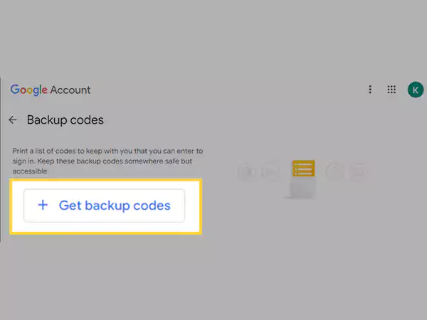 Click on Get Backup Codes