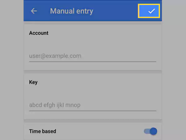 Enter the verification key and tap the tick icon