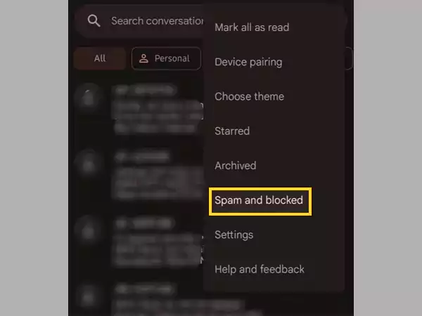 Tap on Spam and Blocked.