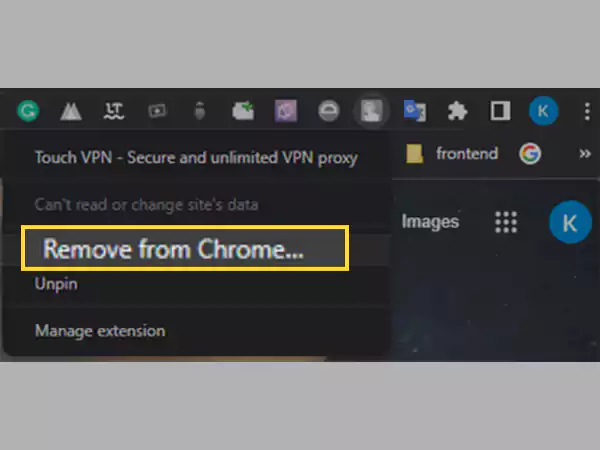 Click on Remove from Chrome