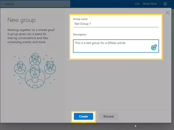 Enter group name and description and click Create