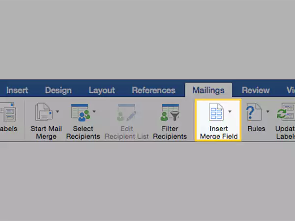 Click on Insert Merge Field.