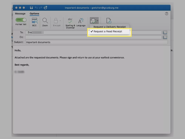 Click on Request a Read Receipt.