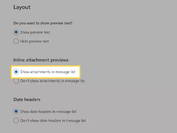 Select Show Attachments in Message List