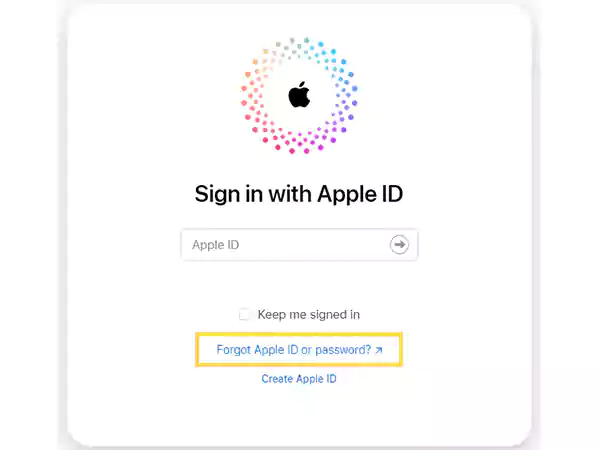 Click on Forgot Apple ID or Password