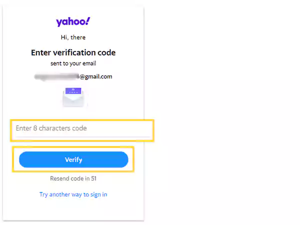 Enter the code and click verify