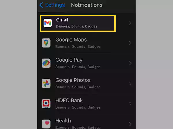 Select Gmail app