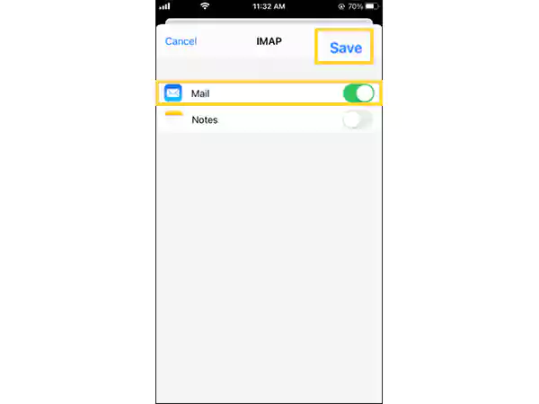 Sync Mail and tap on Save