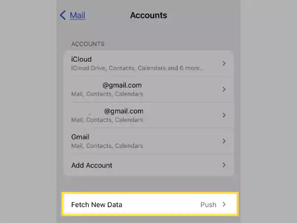 Tap on the Fetch New Data option.