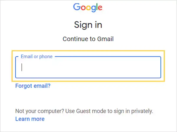 Sign in to your Gmail.