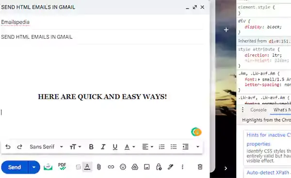 How to send HTML email in Gmail 