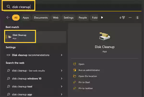 Click on Disk Cleanup
