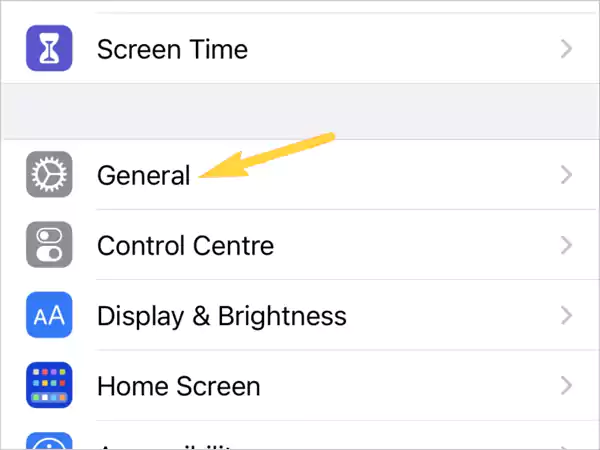general settings on iPhone