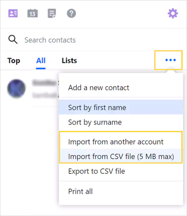 Click on the menu icon and select one of the import options