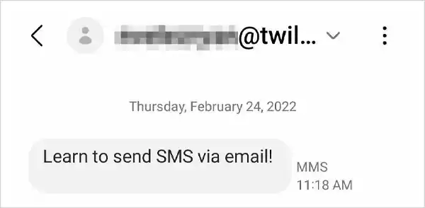 Email sent to a phone number