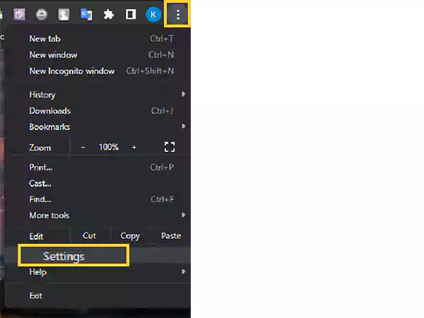Click on the menu icon and select Settings
