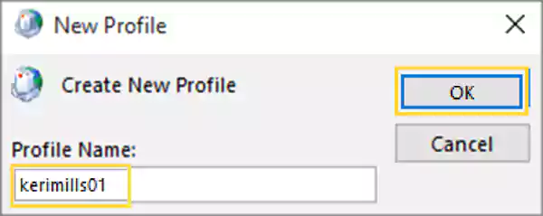 Enter profile name & click OK