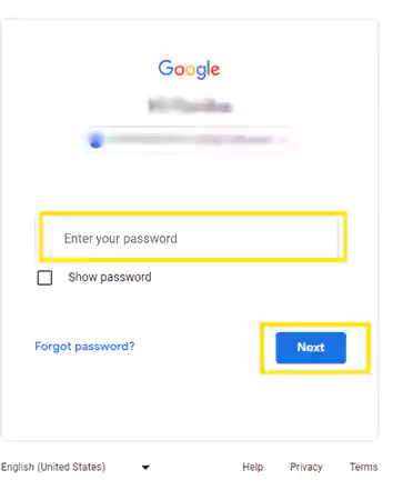 Enter your account password and tap Next