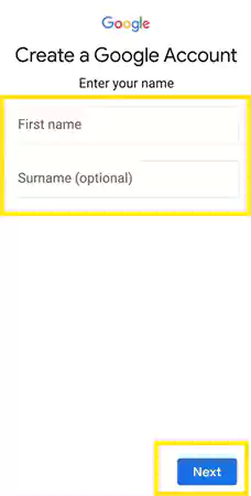 Enter your name and tap Next