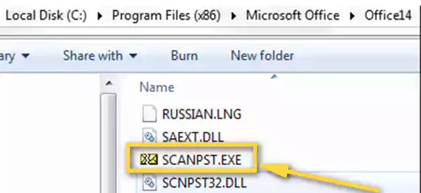 Open the SCANPST.EXE file