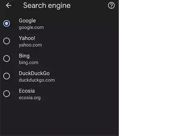Select a Search Engine