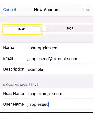 Switch to IMAP fill in server settings