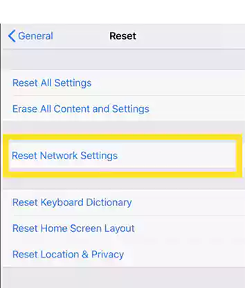 Tap on Reset Network Settings