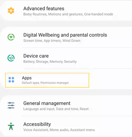 Tap on  Application Manager or ‘Apps inside the settings menu.